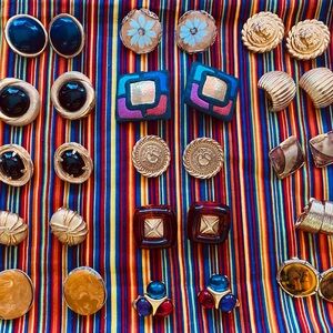 Vintage Gold and Colorful Clip-On Earrings Set